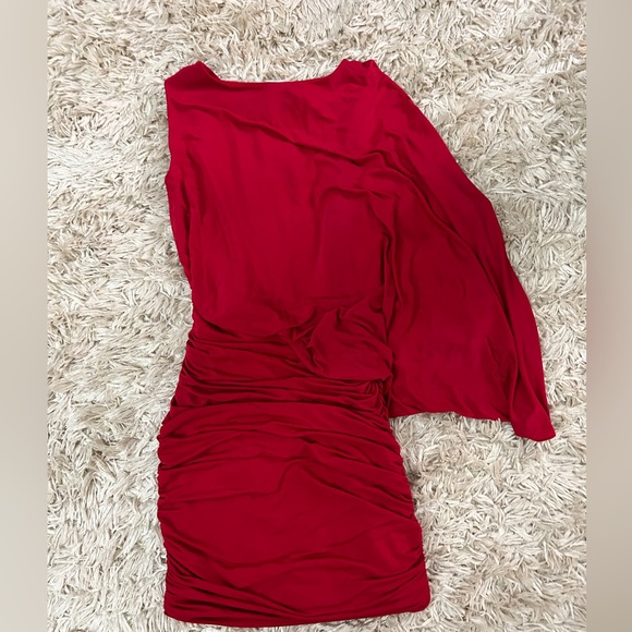 BCBG MAXAZRIA Venus Red Cocktail Mini Ruched Dress Size XS - Picture 5 of 7